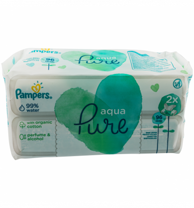 Cерветки вологі Pampers Aqua Pure дитячі 2*48шт