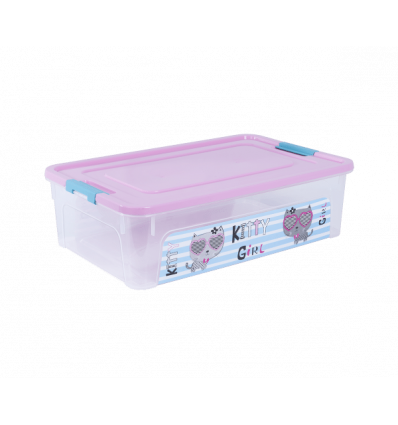 Контейнер "Smart Box" з декором Pet Shop 14л., прозорий/рожевий/бірюзовий