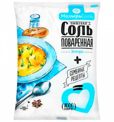 Сіль Золотой Зубр Полісся кухонна харчова екстра 1000г