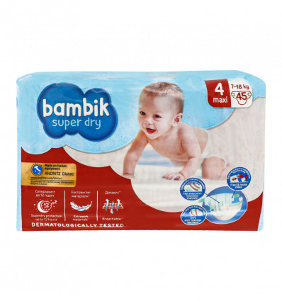 Подгузники Bambik для детей 4 7-18кг 45шт/уп