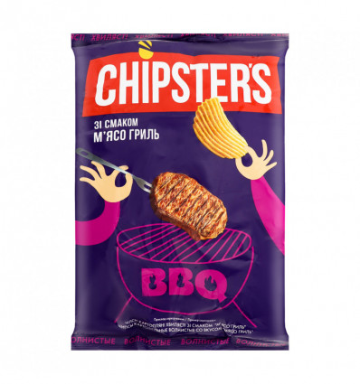 Чіпси Chipster`s BBQ М`ясо гриль картопляні хвилясті 120г