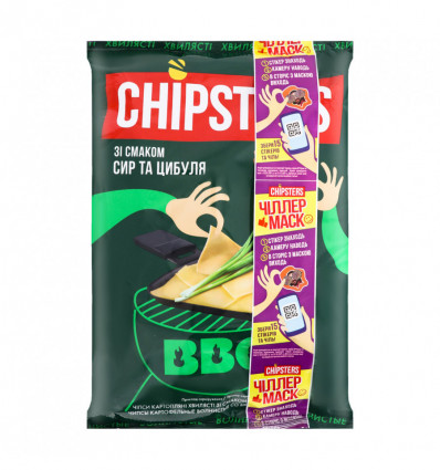 Чипси Chipster`s BBQ Сир та цибуля картопляні хвилясті 120г