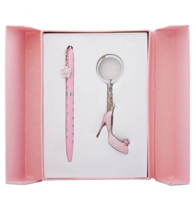 Набор подарочный Heel: ручка шариковая + брелок, розовый LS.122012-10