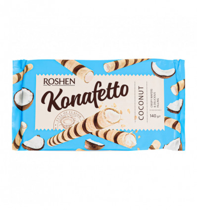 Трубочки вафельні Roshen Konafetto з кокосовою начинкою 140г