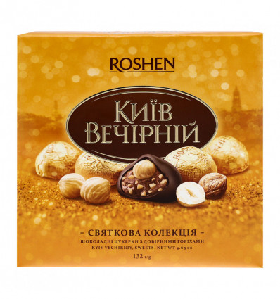 Цукерки шоколадні Roshen Київ вечірній з добірними горіхами 132г