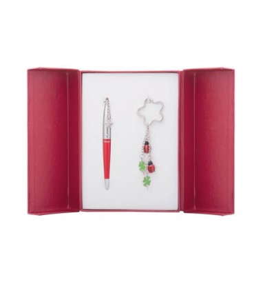 Набір подарунковий Ladybird: ручка кулькова + брелок, червоний LS.122015-05
