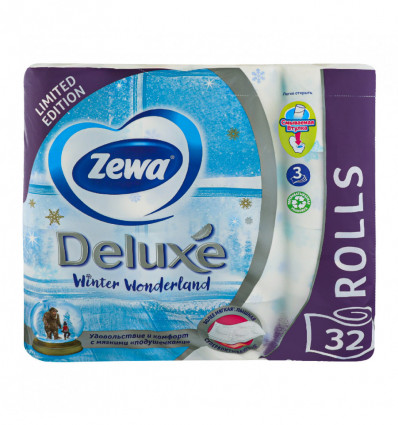 Туалетная бумага Zewa Deluxe Winter Wonderland трехслойная, 32 рул