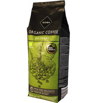 Кофе зерновой RIOBA арабика 100% Organic Coffee BIO BEANS 1КГ