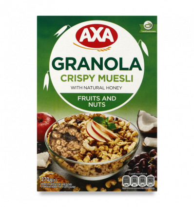 Завтраки сухие Axa Мюсли с фруктами и орехами 270г