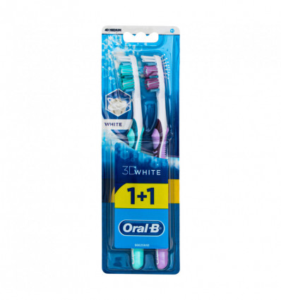 Зубная щетка Oral-B 3D White Отбеливание средней жесткости 1+1шт