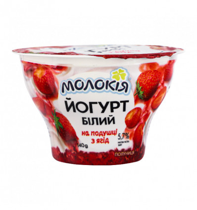 Йогурт Молокія Клубника белый на подушке из ягод 5.7% 140г