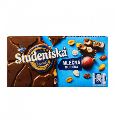 Шоколад Studentska молочный с арахисом, желе и изюмом 180г