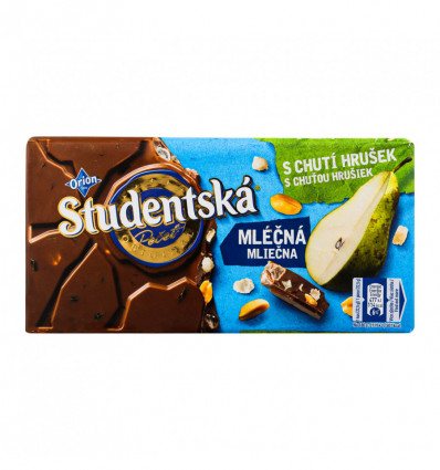 Шоколад Studentska молочный с арахисом, желе и грушей 180г