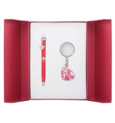 Набір подарунковий Romance: ручка кулькова + брелок, червоний LS.122020-05