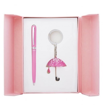 Набор подарочный Umbrella: ручка шариковая + брелок, малиновый LS.122022-29