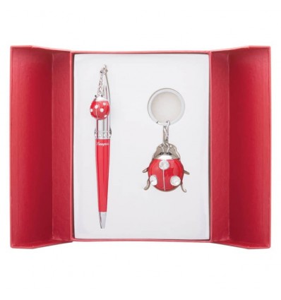 Набор подарочный Beetle: ручка шариковая + брелок, красный LS.122023-05