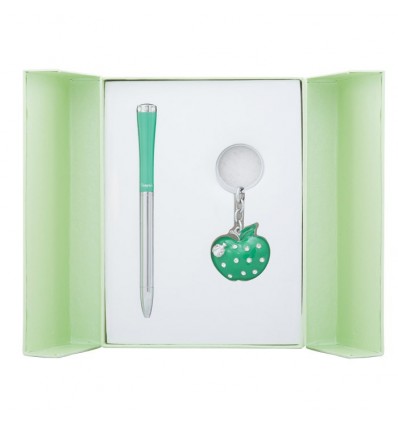 Набор подарочный Apple: ручка шариковая + брелок, зеленый LS.122024-04