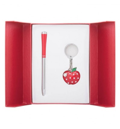 Набір подарунковий Apple: ручка кулькова + брелок, червоний LS.122024-05