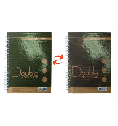 Книга записна DOUBLE А5, 96 арк., клітинка, тверда ламінована обкладинка, зелена / коричнева ( BM.24