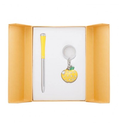 Набір подарунковий Apple: ручка кулькова + брелок, жовтий LS.122024-08