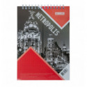 Блокнот на пружині зверху METROPOLIS, А5, 48 арк., клітинка, карт. обкл., червоний ( BM.24545101-05 