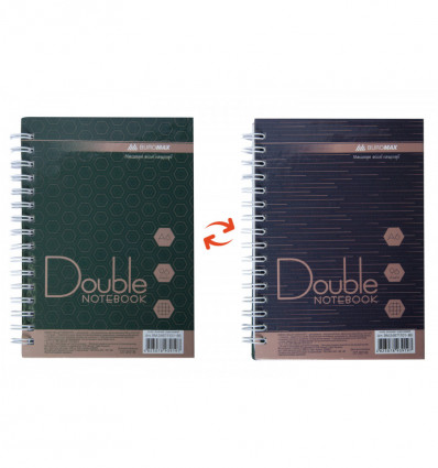 Книга записна DOUBLE, А6, 96 арк., клітинка, тверда ламінована обкладинка, зелена/коричнева ( BM.246