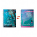 Книга записна DOUBLE, А6, 96 арк., клітинка, тв. лам. обкл., бірюзова/блакитна ( BM.24671101-06 )