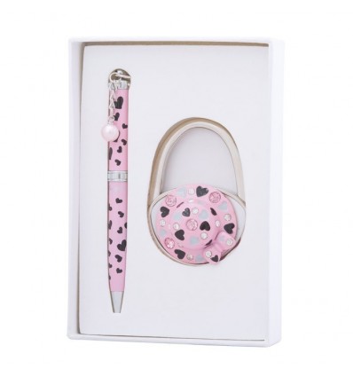 Набор подарочный Elegance: ручка шариковая + крючек для сумки, розовый LS.122029-10