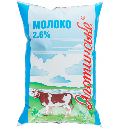 Молоко Яготинське коров`яче питне пастеризоване 2,6% 900г м'яка упаковка