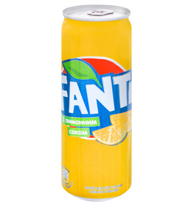Напій Fanta з лимонним соком безалкогольний сильногазований 330мл бляшана банка