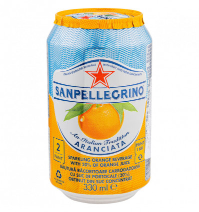 Напиток безалкогольный Sanpellegrino Aranciata 330мл жестяная банка