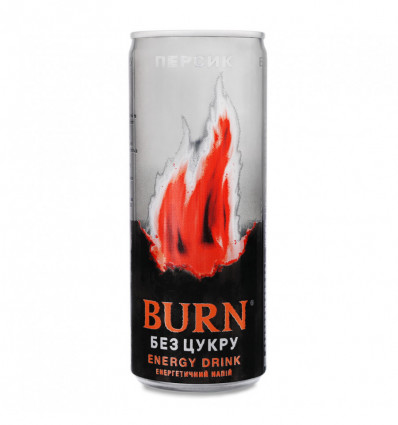 Напій Burn Персик енергетичний безалкогольний без цукру бляшана банка 250мл