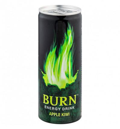 Напій Burn Яблуко та Ківі енергетичний безалкогольний сильногазований бляшана банка 250мл