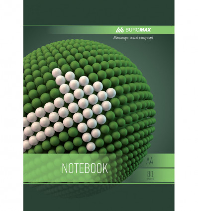 Зошит для нотаток SPHERE, А4, 80 арк., клітинка, картонна обкладинка, зелений