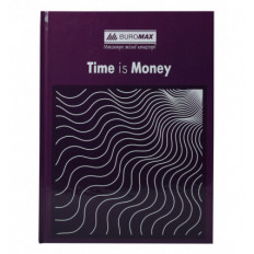 Книга канцелярская TIME IS MONEY, А4, 96 л., клетка, офсет, твердая ламинированная обложка, фиолетов