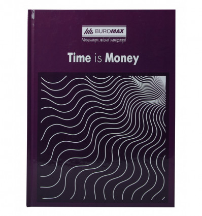 Книга канцелярская TIME IS MONEY, А4, 96 л., клетка, офсет, твердая ламинированная обложка, фиолетов