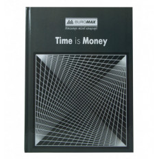 Книга канцелярская TIME IS MONEY, А4, 96 л., клетка, офсет, твердая ламинированная обложка, серая