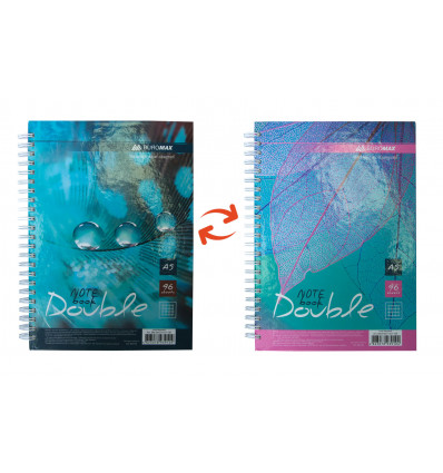 Книга записна DOUBLE, А5, 96 арк., клітинка, тверда ламінована обкладинка, бірюзова/блакитна ( BM.24