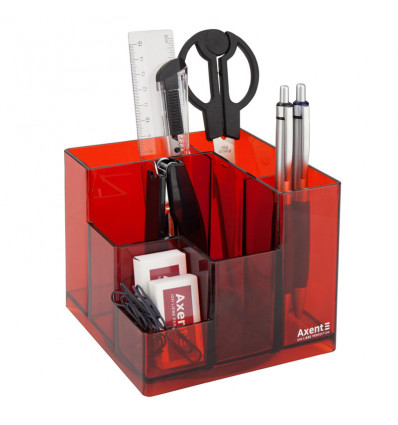 Набор настольный Axent Cube 2106-06-A, 9 предметов, в картонной коробке, красный