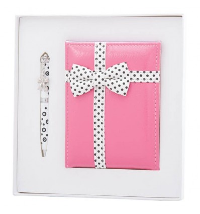 Набір подарунковий Gloss: ручка кулькова + дзеркало, рожевий LS.122034-10