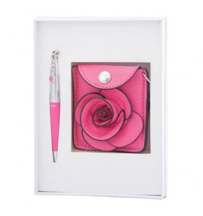 Набір подарунковий Floret: ручка кулькова + гаманець для монет, рожевий LS.122037-10