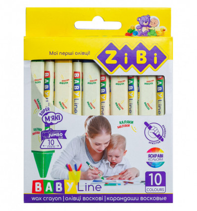 Карандаши восковые JUMBO, 10 цветов, трехгранные, BABY Line ZB.2482