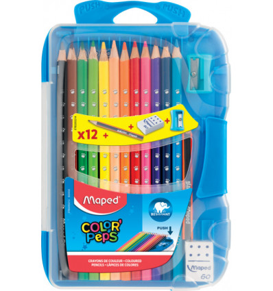 Олівці кольорові COLOR PEPS Smart Box, 12 кольорів +3 вироби, пенал ( MP.832032 )