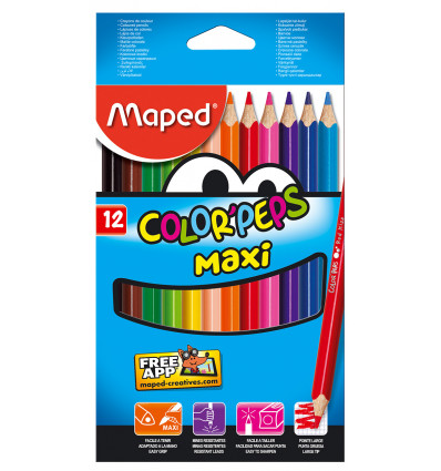 Олівці кольорові COLOR PEPS Maxi, потовщені, 12 кольорів ( MP.834010 )