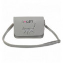 Сумка на плече маленька CAT LOVER, 19x15x6,5 см, сіра (декор: глітерний кіт)