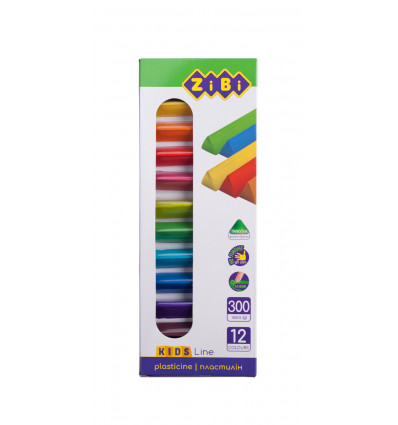 Пластилін 12 кольорів, 300 г, KIDS Line
