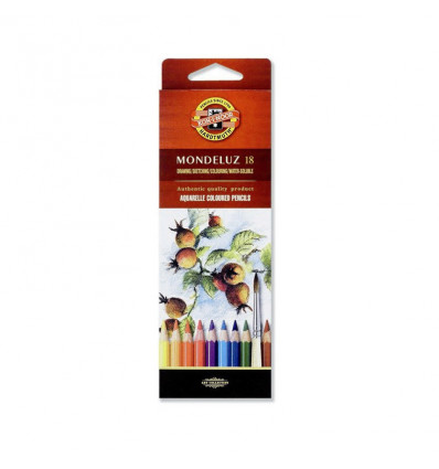 Олівці кольорові акварельні художні MONDELUZ, 18 кольорів