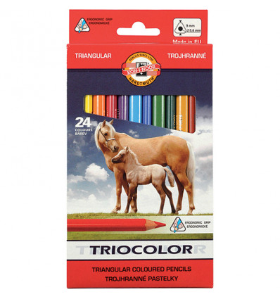 Олівці кольорові TRIOCOLOR Jumbo "Horses", 24 кольори. Картонна упаковка.