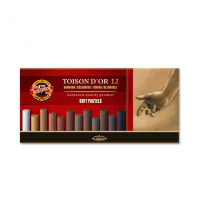 Суха крейда-пастель KOH-I-NOOR TOISON D'OR, 12 кольорів, коричневі відтінки