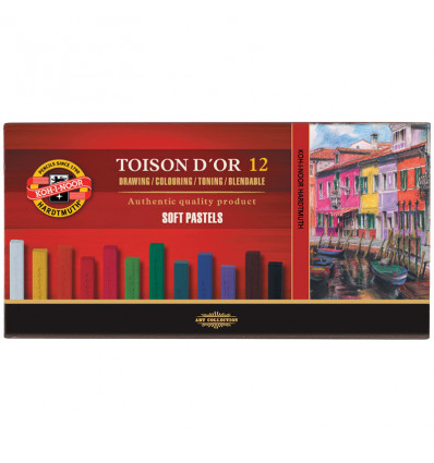 Суха м'яка крейда-пастель KOH-I-NOOR TOISON D'OR для художніх робіт, 12 кольорів